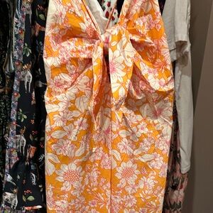 J. Crew NWT Marigold 🍊 Hibiscus Liberty Floral Print Sun Dress Cotton Poplin XL